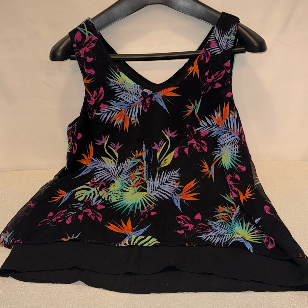 Apt 9 Black Flowered Blouse. Size L